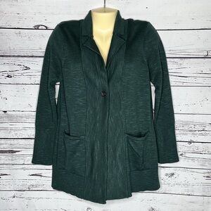 J. Jill NWT S Petite Green - Blue Space Dye One Button Sweater Cardigan Jacket